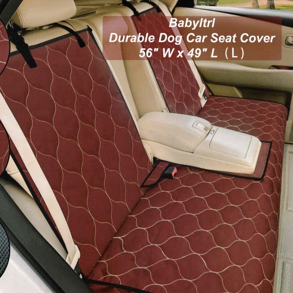BABYLTRL Waterproof Dog Rear Seat Cover, Middle Armrest & Seat belt (Wine Red)